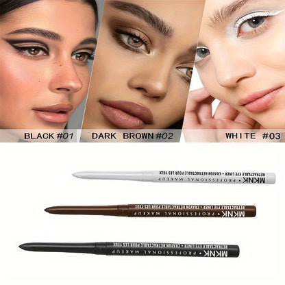 3PCS Waterproof Eyeliner Set – Long-Lasting, Smudge-Proof Eye Makeup in Black, Brown & White